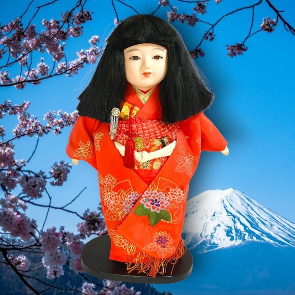 Heian Shunpo Kyoto Ichimatsu Doll 16in Pure Silk Kimono w Box & Papers Japan - Picture 3 of 16